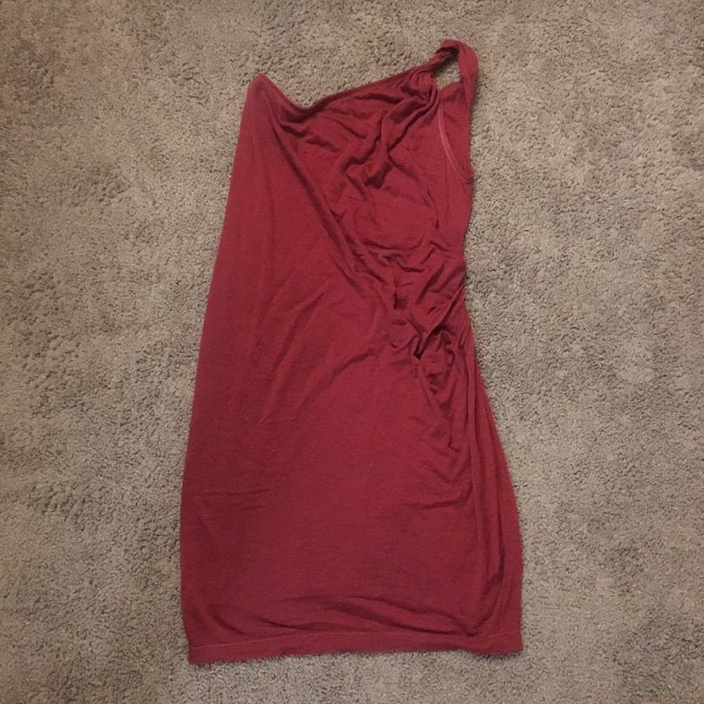 Red one shoulder dress